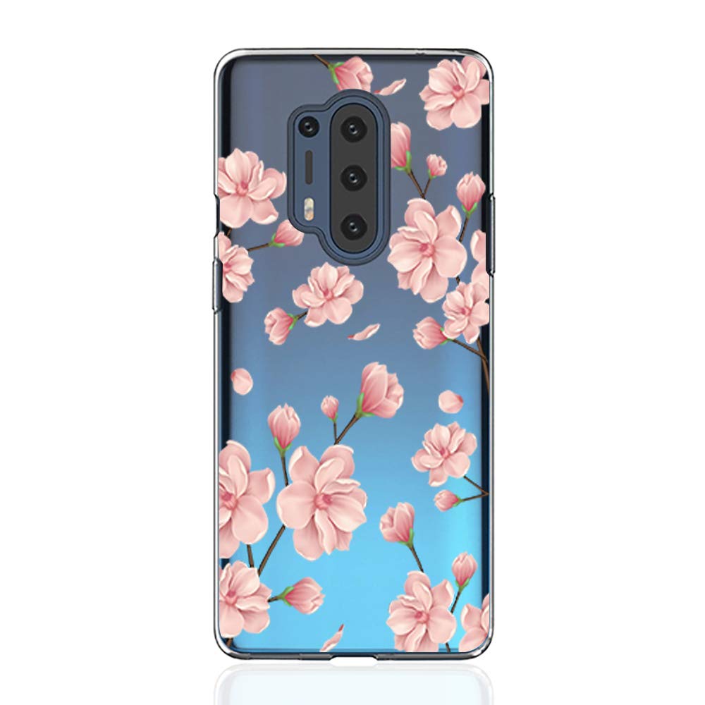 OnePlus 8 Pro Phone Case for Women - Clear Floral Design Soft TPU Ultra-Thin Shockproof Transparent Cover | Perfect for Daily Use, Work & Travel Protection