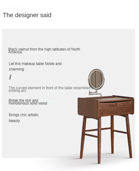 Premium Black Walnut Solid Wood Vanity Dresser with Mirror | Elegant Makeup Dressing Table for Bedroom & Bathroom | Natural Wooden Vanity Desk with Storage