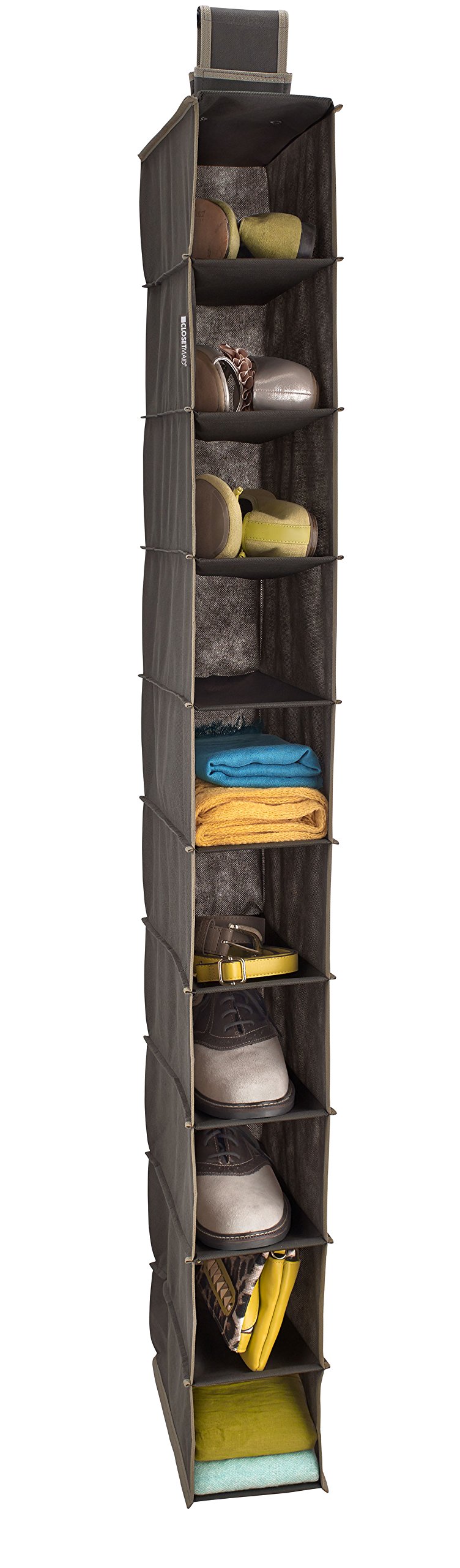 ClosetMaid 31464 10-Shelf Hanging Closet Organizer for Clothes & Accessories - Space Saving Storage Solution for Bedroom, Closet or Dorm - Gray