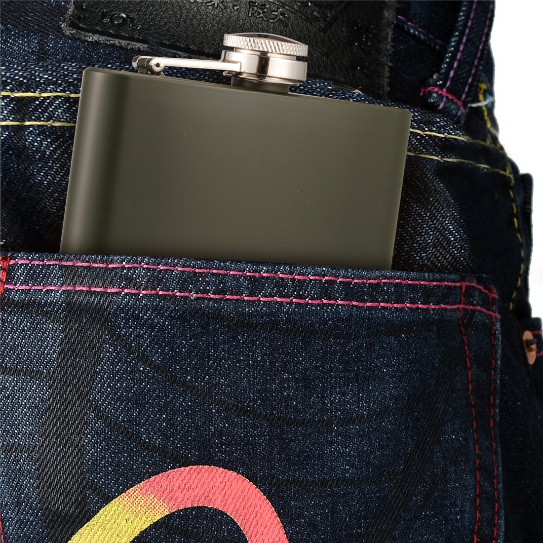 Premium 18/8 Stainless Steel 12oz Silver Hip Flask with Funnel - Leakproof Liquor Flask for Whiskey, Vodka & Bourbon - Perfect for Outdoor Adventures, Camping, Parties & Gifts (Green)