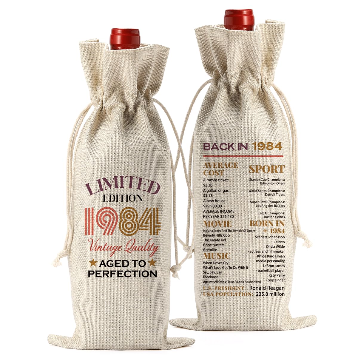 Funny 40th Birthday Wine Bag Gift for Women & Men - Party Decor