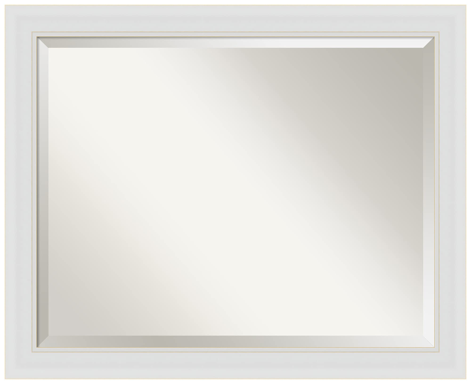 Amanti Art 26x32 Inch White Rectangle Wall Mirror with Beveled Edge - Soft White Casual Frame for Bathroom & Living Room Decor - Hangs Horizontally or Vertically - Perfect for Vanity, Entryway & Bedroom Decor