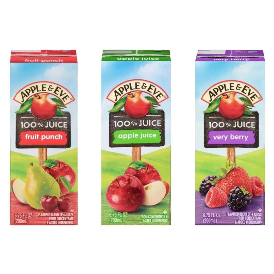 Apple & Eve 100% Fruit Juice Variety Pack - 9 Boxes (6.7 oz) for Kids Lunch & Snacks