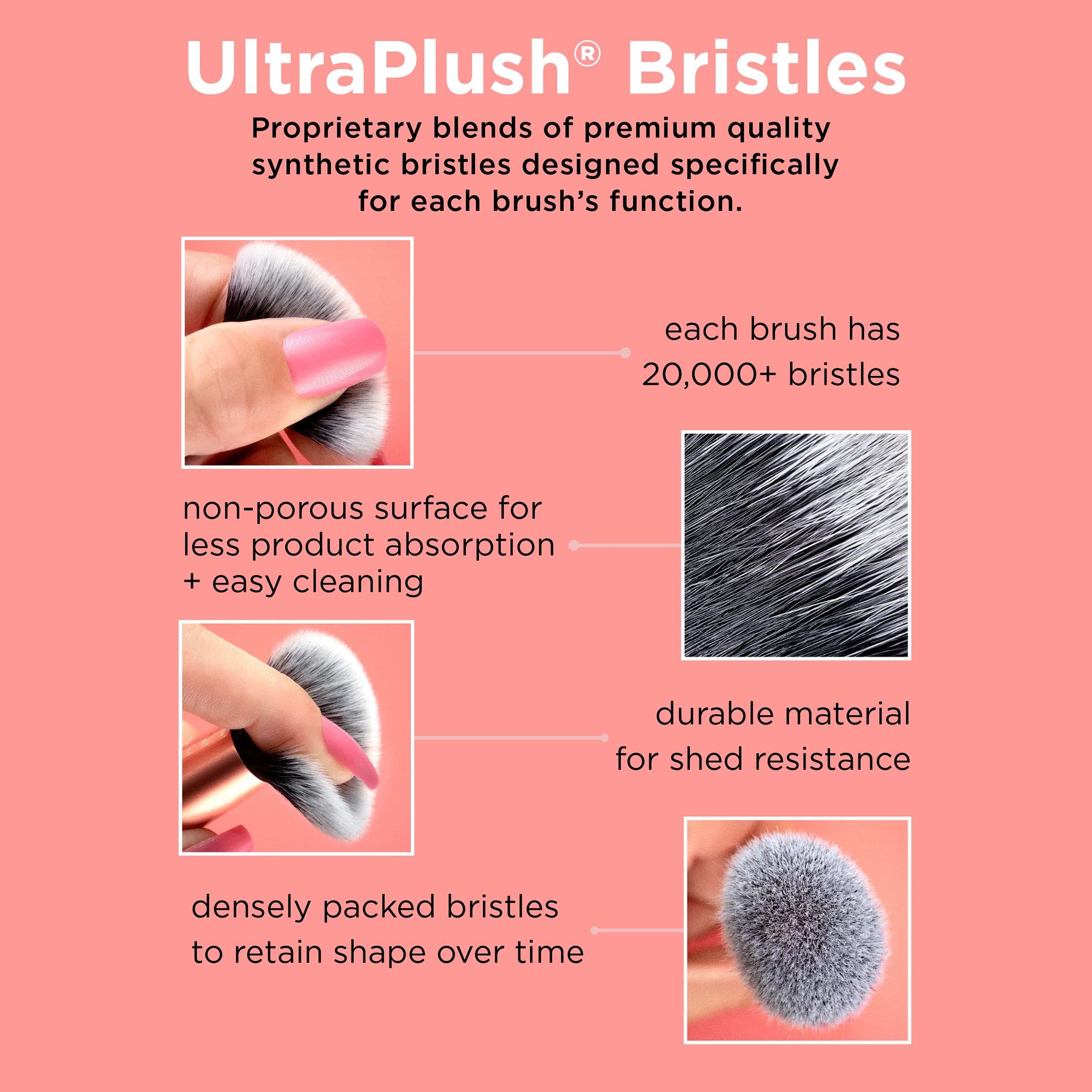 Real Techniques Everything Face Makeup Brush - Flawless Finish & Streak Free Application for Foundation & Powder | Soft Fluffy Cruelty-Free Face Brush (1 Count, Orange) | Perfect for Daily Makeup & Professional Looks
