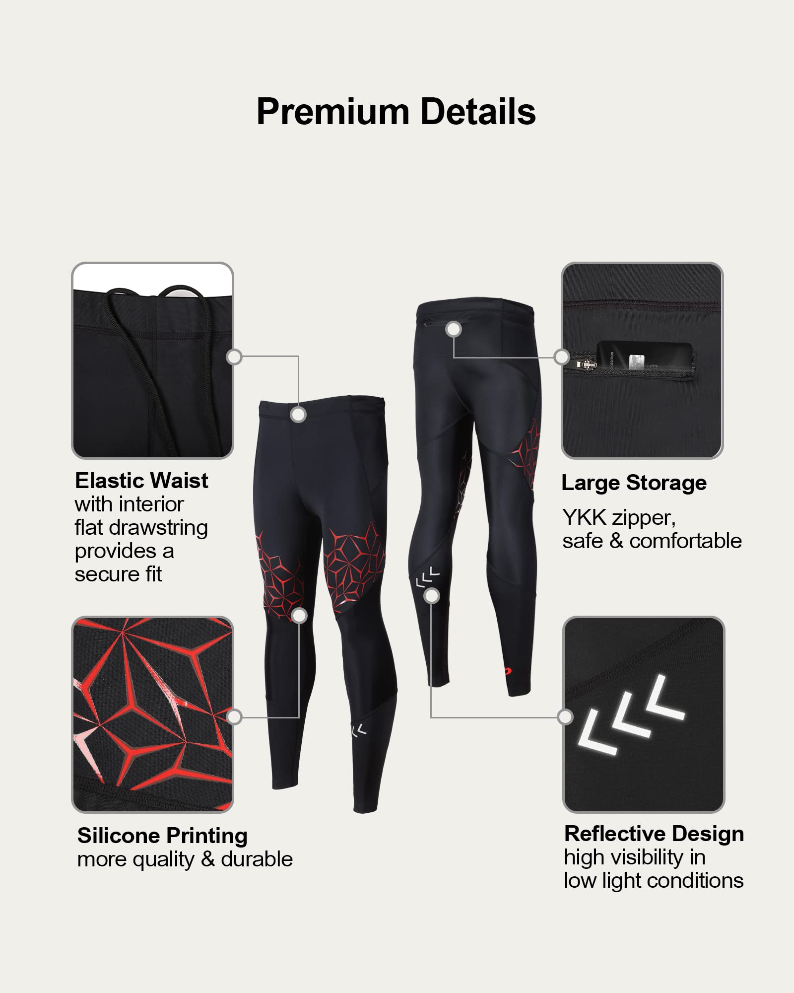 SUMARPO Compression Pants for Men & Women - High Performance Running Tights with Knee Support, Quick Dry Fabric & Muscle Recovery - Ideal for Marathon Training, Gym Workouts & Athletic Recovery