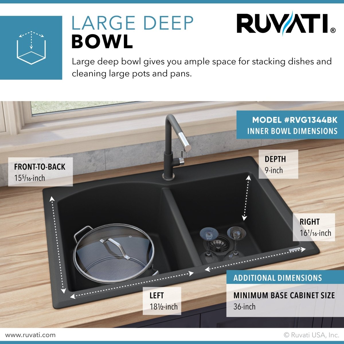 33 x 22 Inch Dual Mount Granite Composite Double Bowl Kitchen Sink - Durable & Stylish for Modern Kitchens, Perfect for Meal Prep and Cleanup