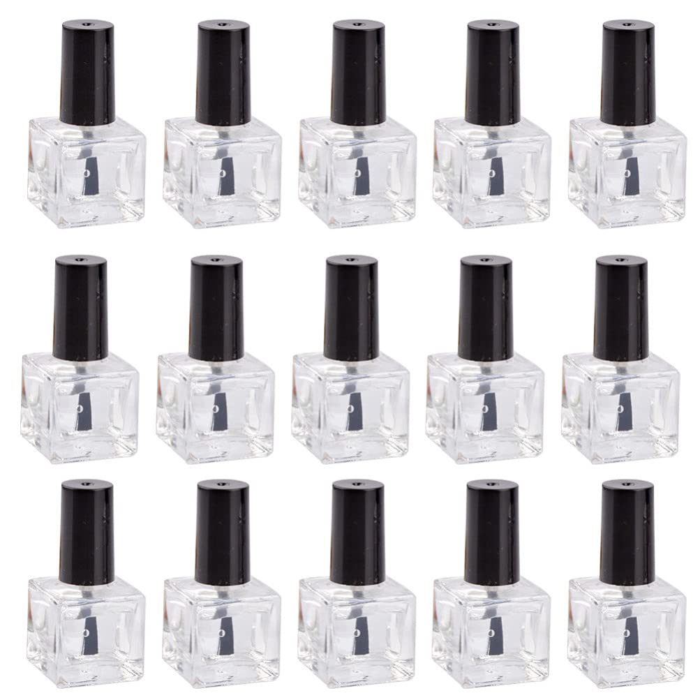 FOMIYES 20pcs Empty Glass Nail Polish Bottles with Lids & Brushes - Refillable Containers for DIY Nail Art, Terrarium, Sample Storage - Durable Plastic ABS Manicure Tools for Professional & Home Use