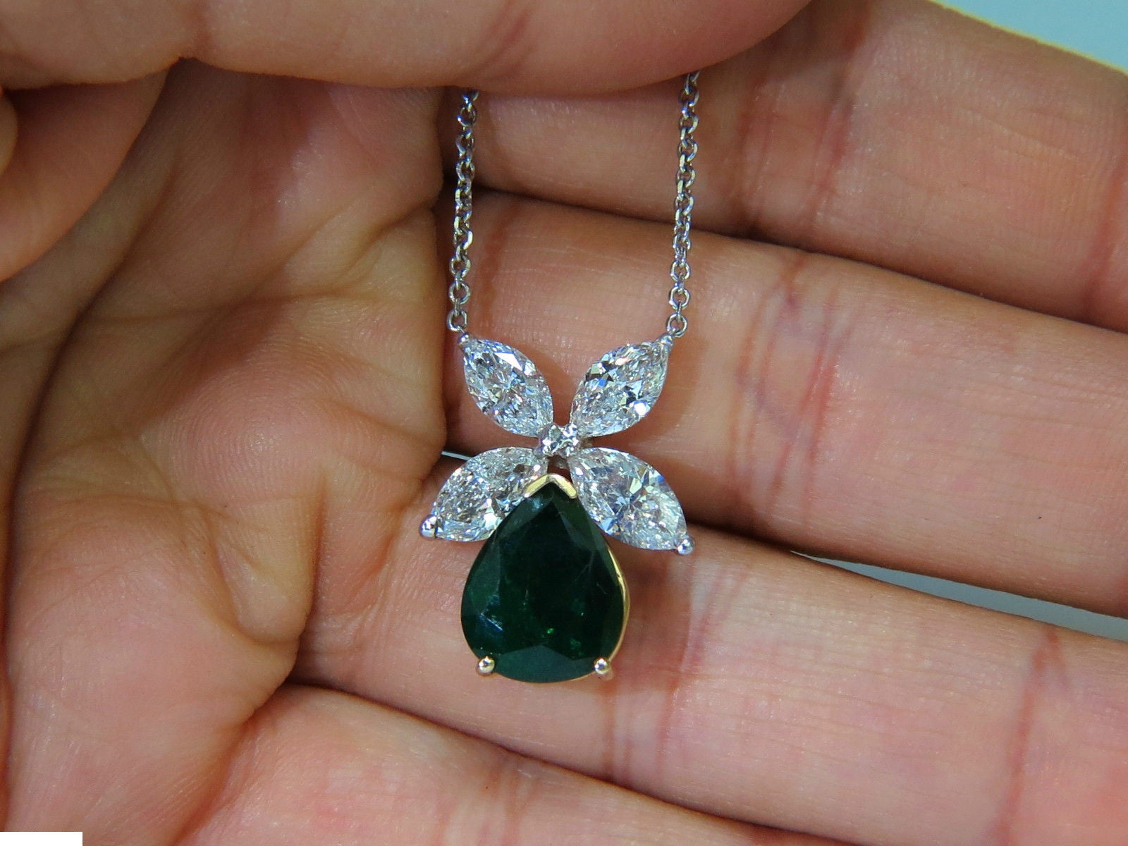8.31CT Natural Emerald Cut Diamond Pendant Necklace - 14K White Gold Solitaire Star Pendant for Women - Perfect for Anniversary, Wedding & Special Occasion Gifts