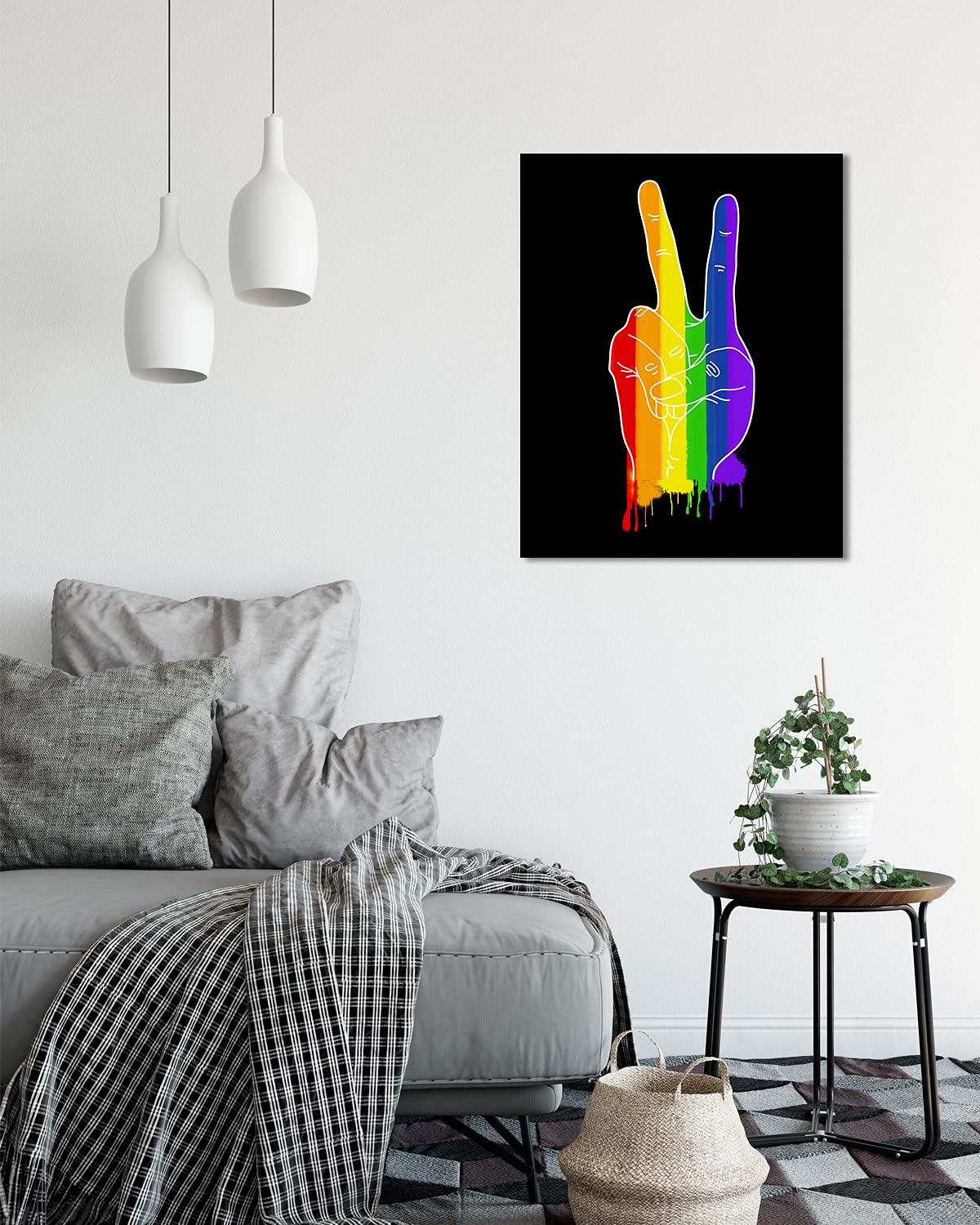 Peace Sign LGBTQ Wall Art - Pride Room Decor - Inspirational Canvas for Gay, Bi, Lesbian & Trans - 32x40 Ready to Hang - Perfect for Bedroom, Living Room & Pride Events