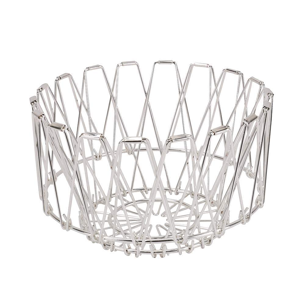 Stainless Steel Foldable Fruit Basket - Multipurpose Wire Mesh Bowl for Fruits, Vegetables & Kitchen Utensils | Perfect for Kitchen Counter, Dining Table & Living Room Storage