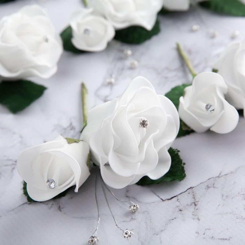 Premium 12-Pack Artificial Foam Rose Boutonnieres - 5