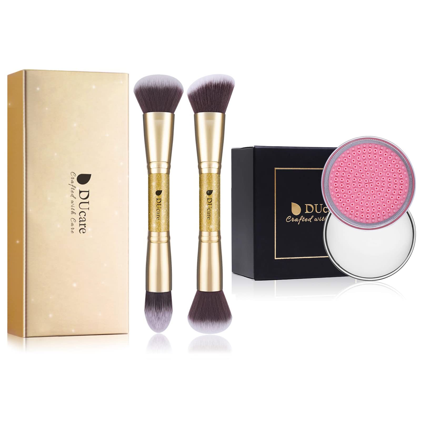 DUcare Professional Makeup Brush Set with Solid Cleanser Soap - Vegan & Cruelty-Free Cosmetic Brushes for Foundation, Blending, Contouring - Perfect for Travel & Home Makeup Kits
