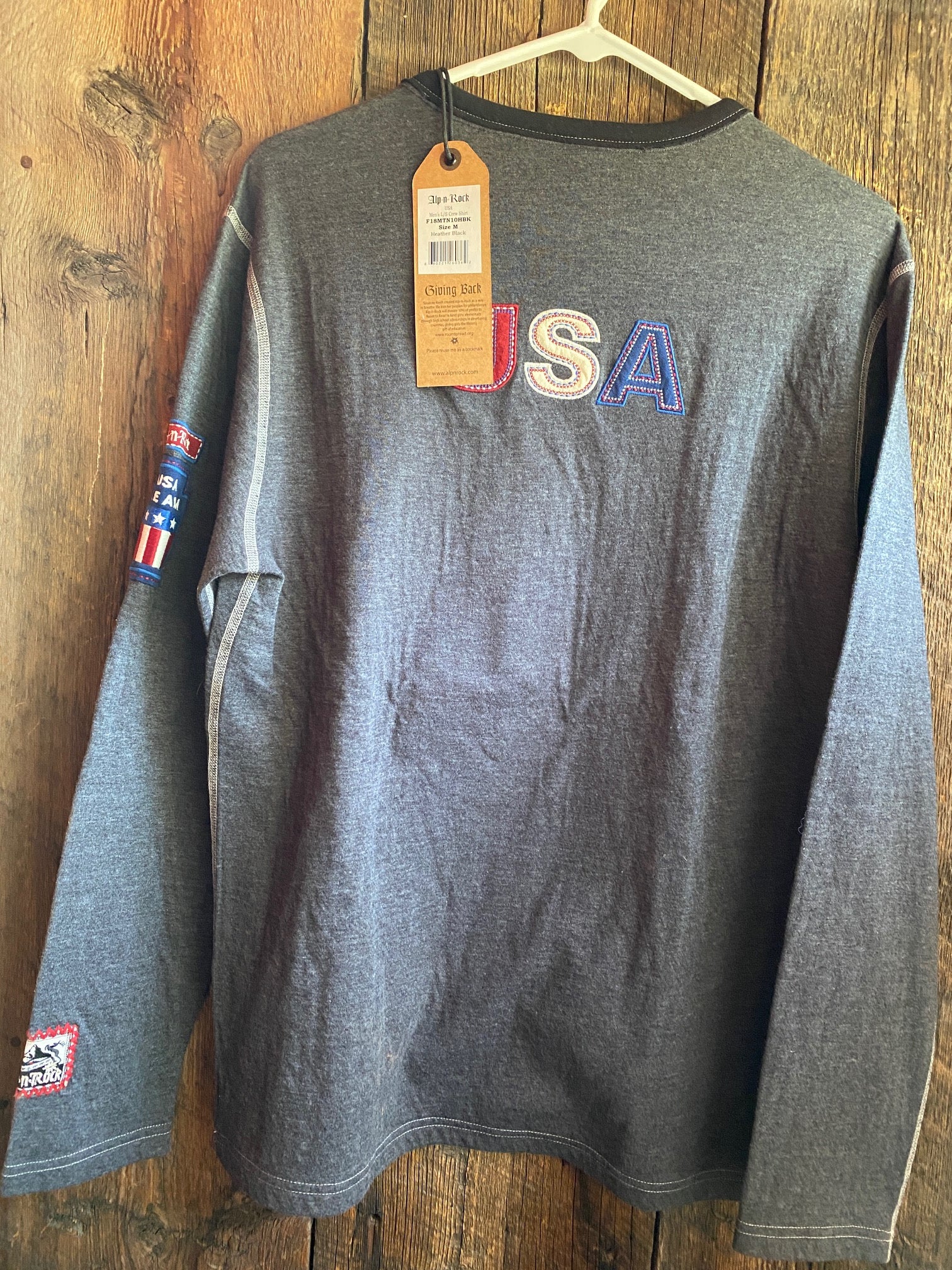 Men's Alp N Rock USA Crew Neck Sweatshirt - Heather Black | Comfortable Casual Wear for Everyday & Outdoor Activities