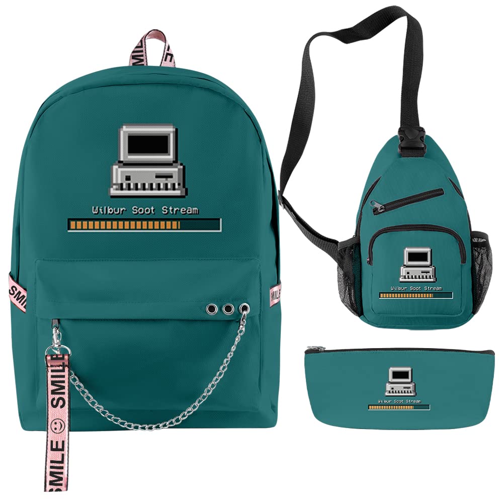 Wilbur Soot Merch Backpack - Trendy Teen Travel Backpack Set of 3 - Perfect for School, Travel & Everyday Use