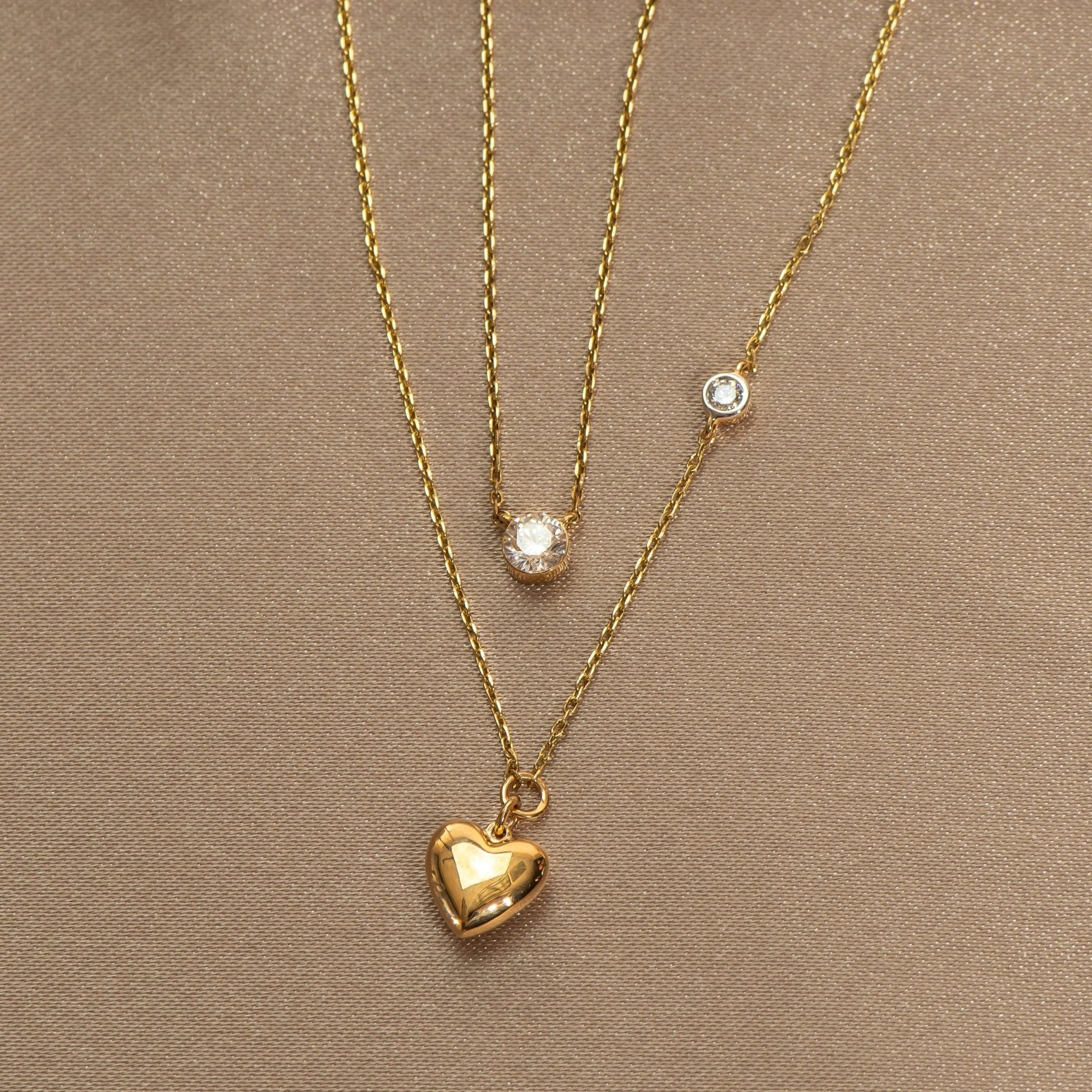 14K Solid Yellow Gold Bubble Heart & Diamond Pendant Necklace - Elegant Jewelry Gift for Women, Perfect for Valentine's Day, Anniversary & Special Occasions