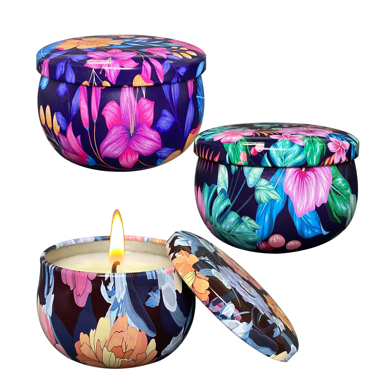 Set of 3 Floral Scented Candles - 2.5oz Natural Soy Wax Candles with 36-Hour Burn Time (Lilac, Rose, Freesia) | Aromatherapy Gifts for Women, Home Decor & Relaxation - Perfect for Bathroom, Bedroom and Meditation Spaces