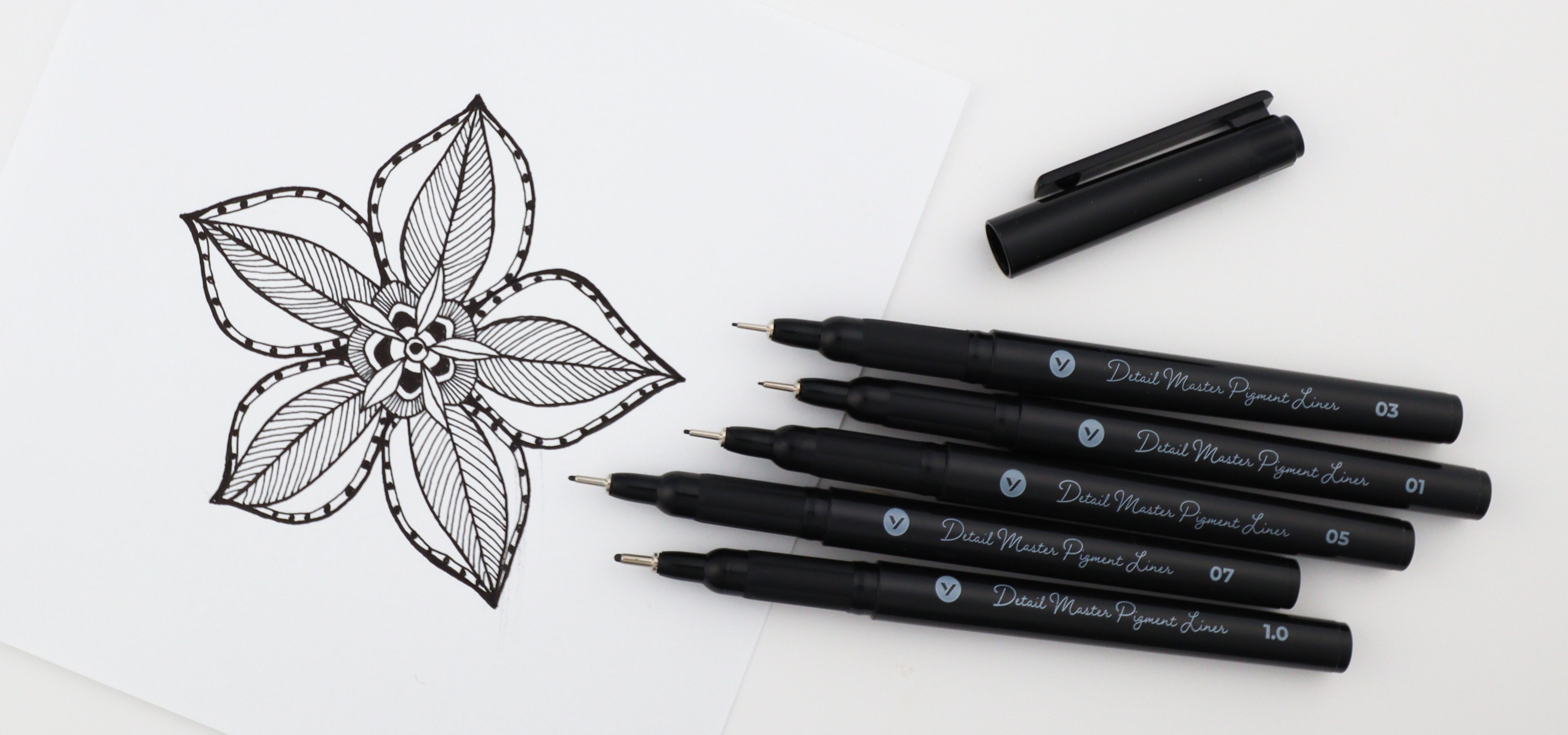 Detail Master Pigment Liner Pens Set - Professional Fine Tip Drawing & Calligraphy Markers for Artists, Sketching, Manga, Illustration - Perfect for Bullet Journaling, Hand Lettering, and Art Projects