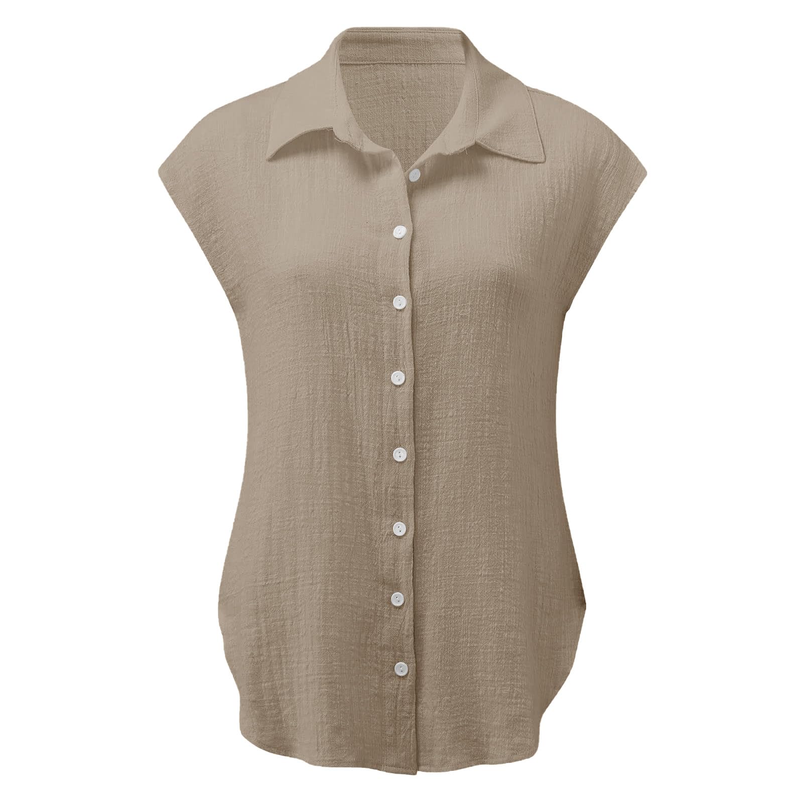 Women's Casual Cotton Linen Short Sleeve Blouses - Trendy 2024 Summer Tops, Loose Fit T-Shirts & Dressy Shirts for Work, Weekend & Vacation