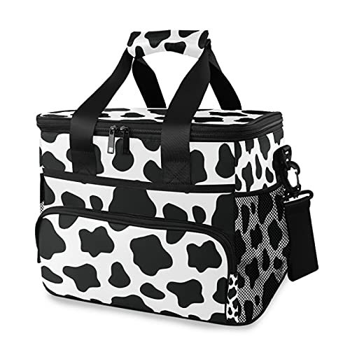 Cow Print Insulated Lunch Bag - Reusable & Adjustable Shoulder Strap Lunch Tote for Work, Office, Picnic, Beach & Travel | Eco-Friendly & Leak-Proof Food Container