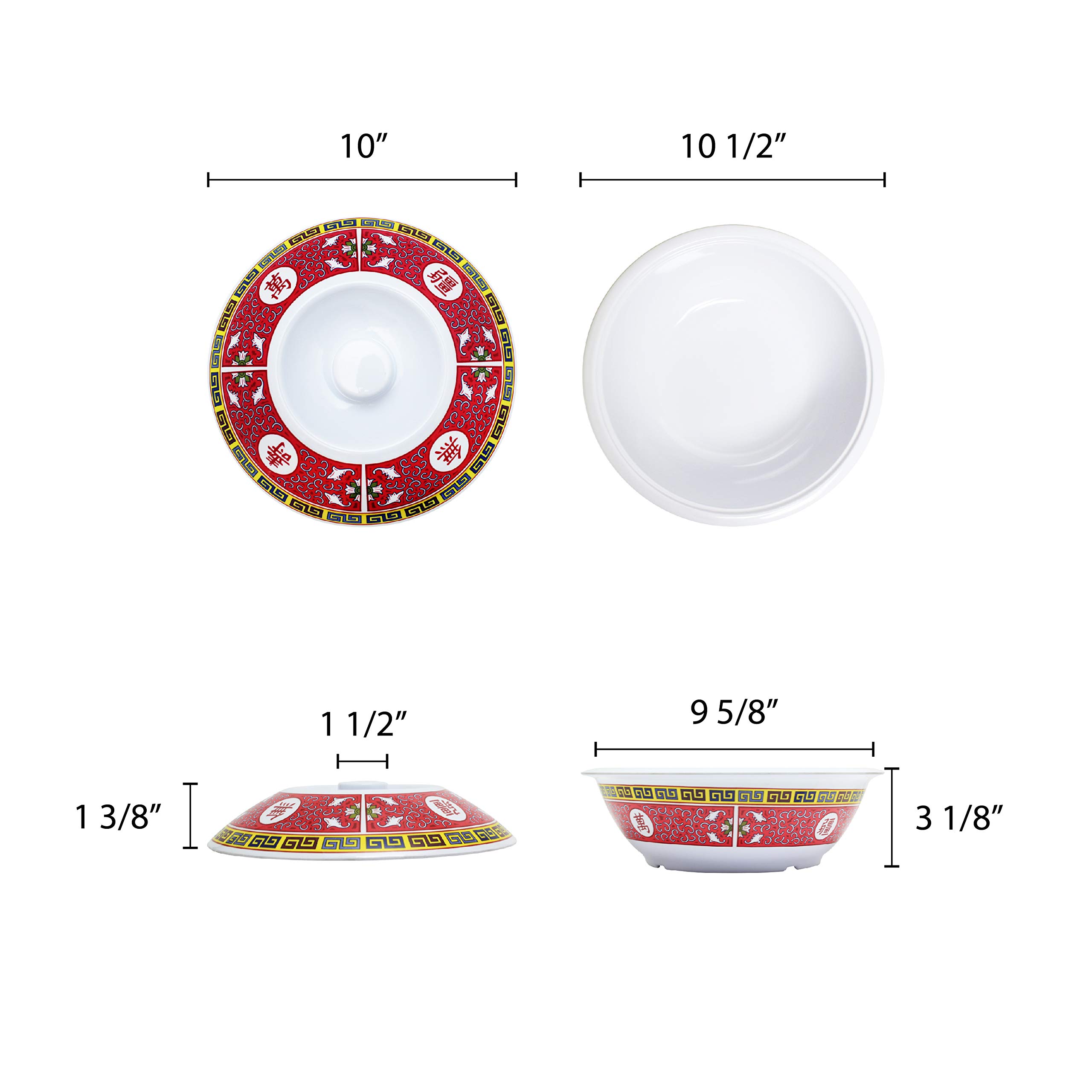 Premium 80 oz Melamine Serving Bowl with Lid - Durable & Lightweight 11