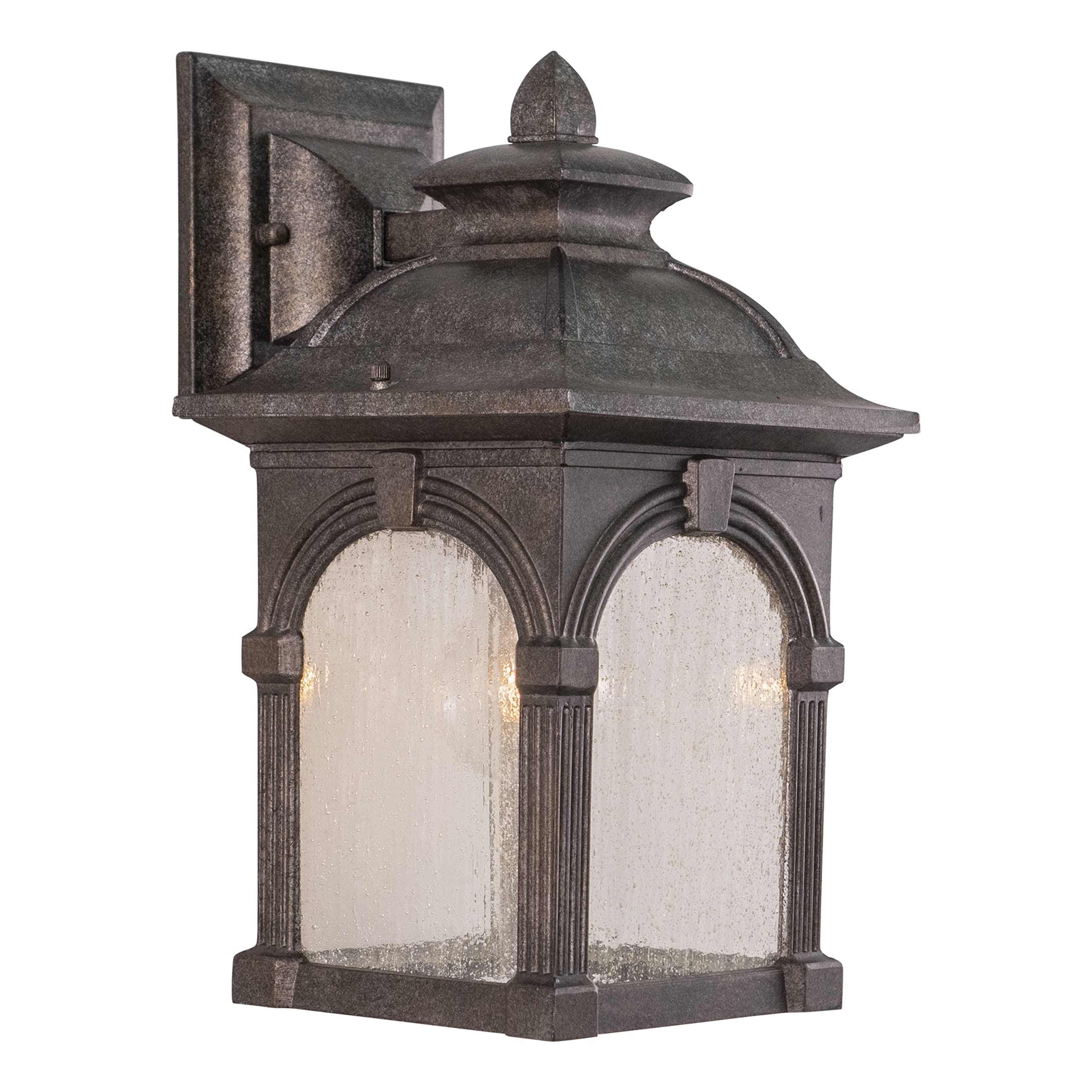 VAXCEL Essex Aluminum 1-Light Pewter Outdoor Wall Lantern with Clear Glass - Perfect for Porch, Patio, Garden and Exterior Home Lighting