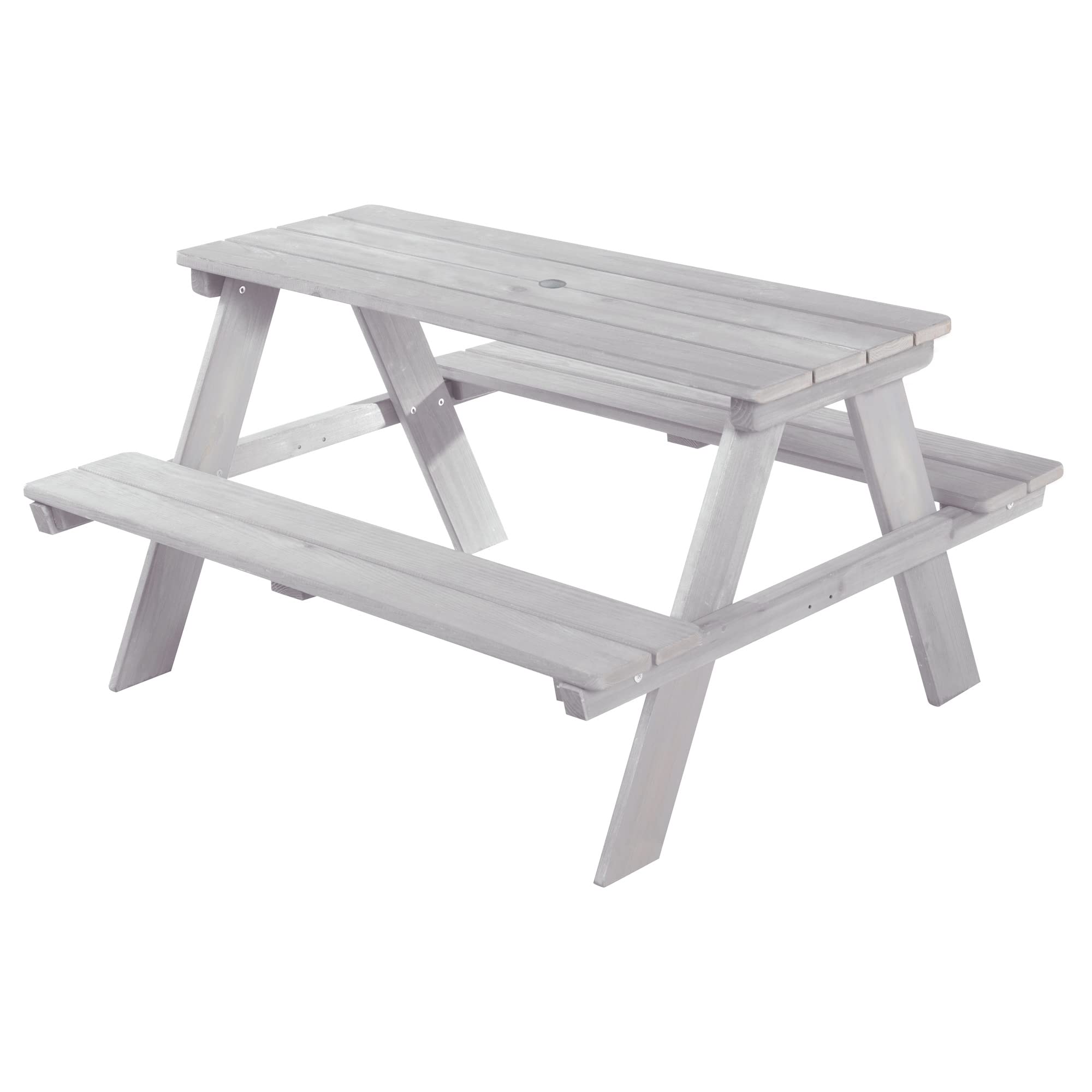 Wooden Kids Picnic Table Set for 4 - Outdoor Children's Play Table with 2 Benches - Weatherproof Grey Play Furniture for Backyard, Garden & Indoor Use - Perfect for Playdates, Snack Time & Outdoor Activities