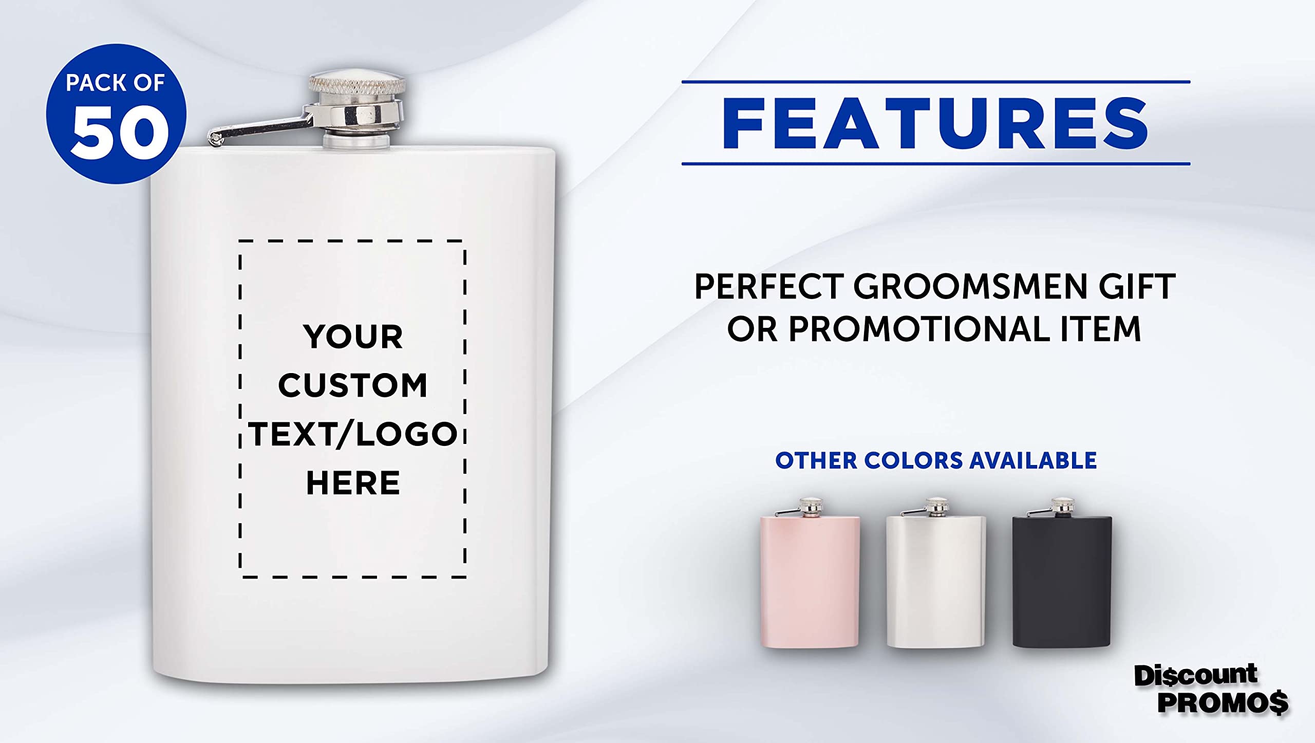 Custom Engraved Stainless Steel Hip Flasks 8oz (50-Pack Bulk) - Personalized Wedding Party Gifts, Groomsmen Gifts, Bachelor Party Favors - Perfect for Outdoor Adventures, Camping & Whiskey Tasting Events