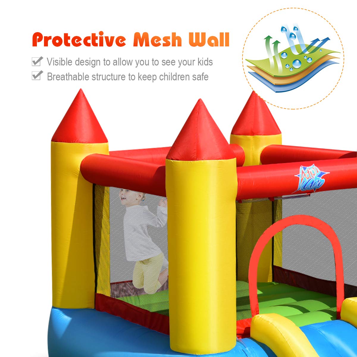 **HONEY JOY Inflatable Water Slide for Kids & Adults - Toddler Bounce House with Ocean Ball Pit & Slide - Indoor/Outdoor Blow Up Water Park Castle (Includes 580W Blower) - Perfect for Backyard Parties, Summer Fun, and Family Gatherings**