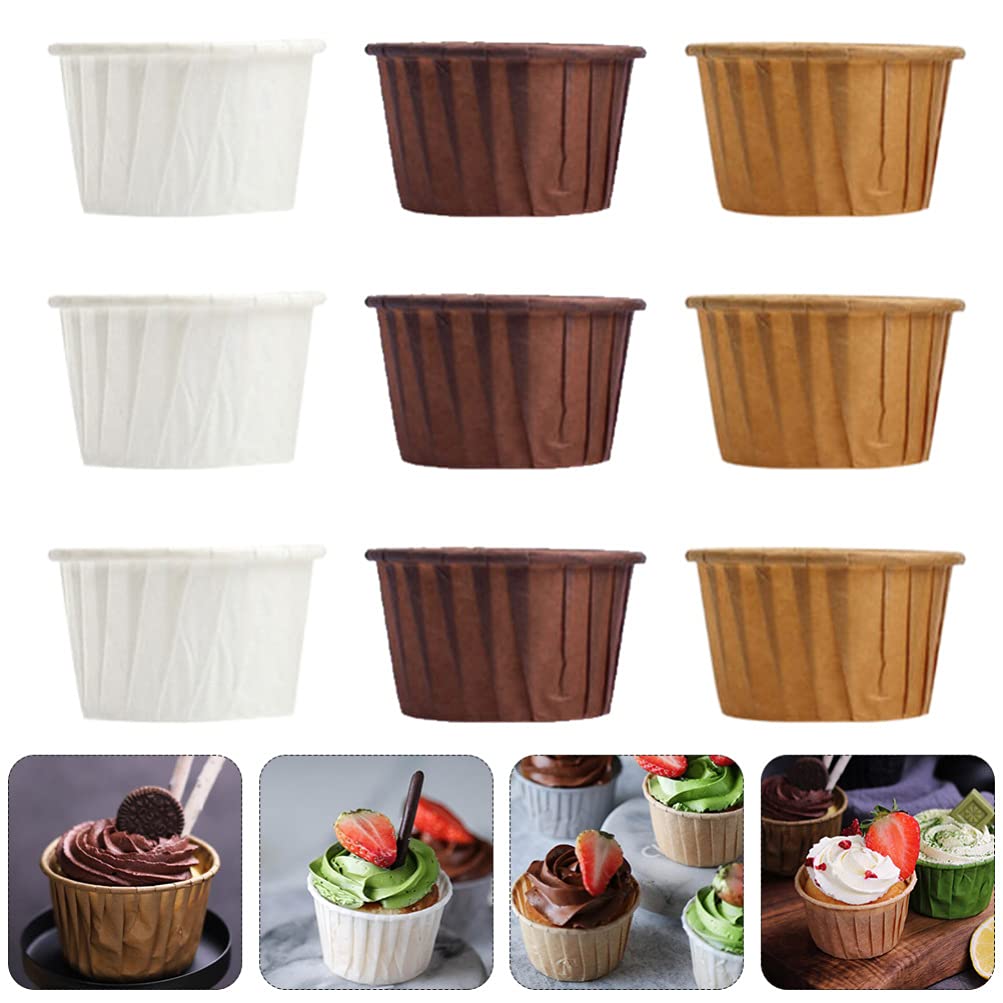 Hemoton 150Pcs Brown Disposable Baking Cups - Oil-Proof Greaseproof Muffin & Cupcake Liners, Food Grade Paper Pudding Cups for Baking, Baby Food & Party Desserts | Perfect for Home Baking, Birthday Parties & Holiday Treats