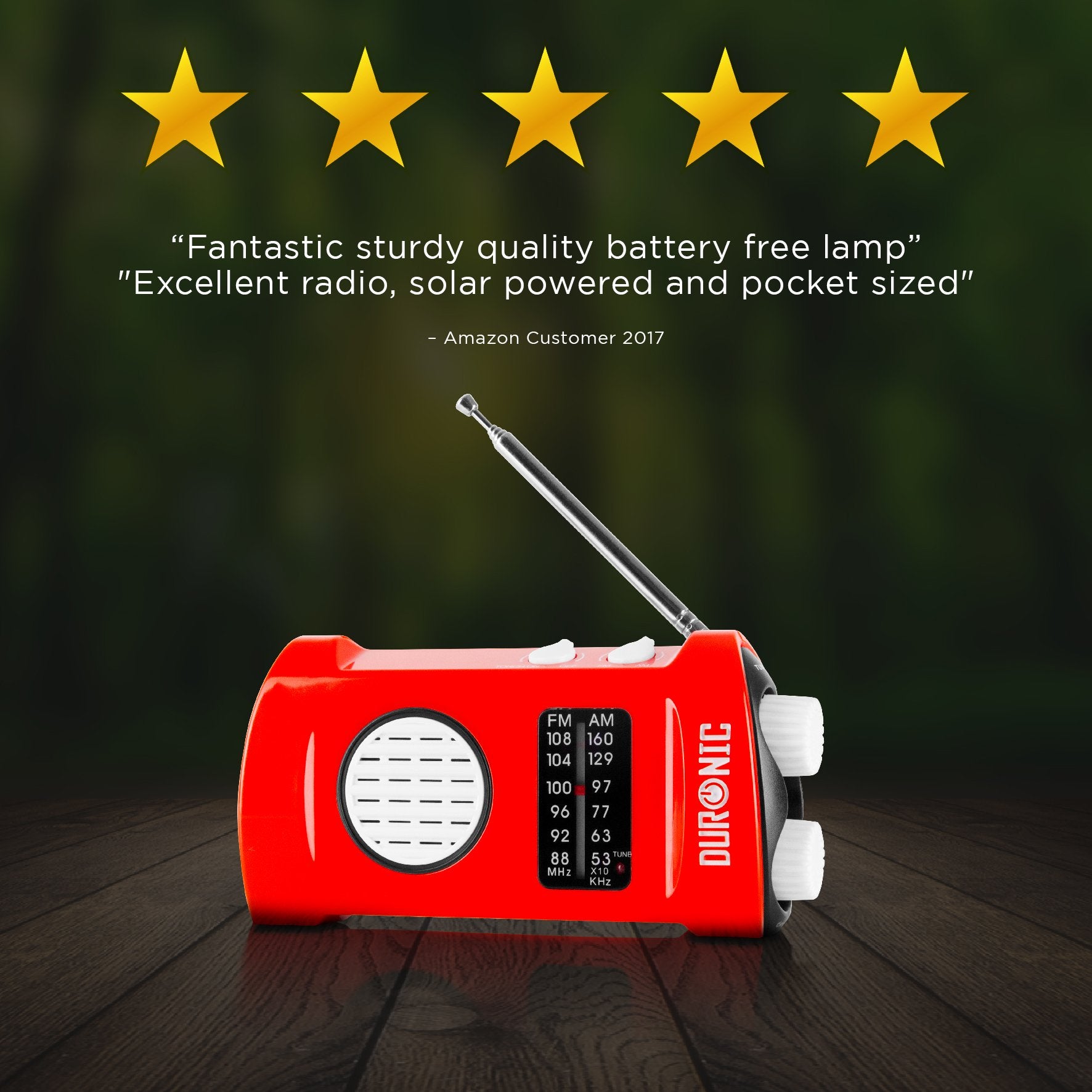 Solar Powered AM/FM Radio with LED Flashlight - Hand Crank Emergency Radio, Portable Weather Radio with Headphone Jack - Perfect for Camping, Hiking, Power Outages & Survival Kits