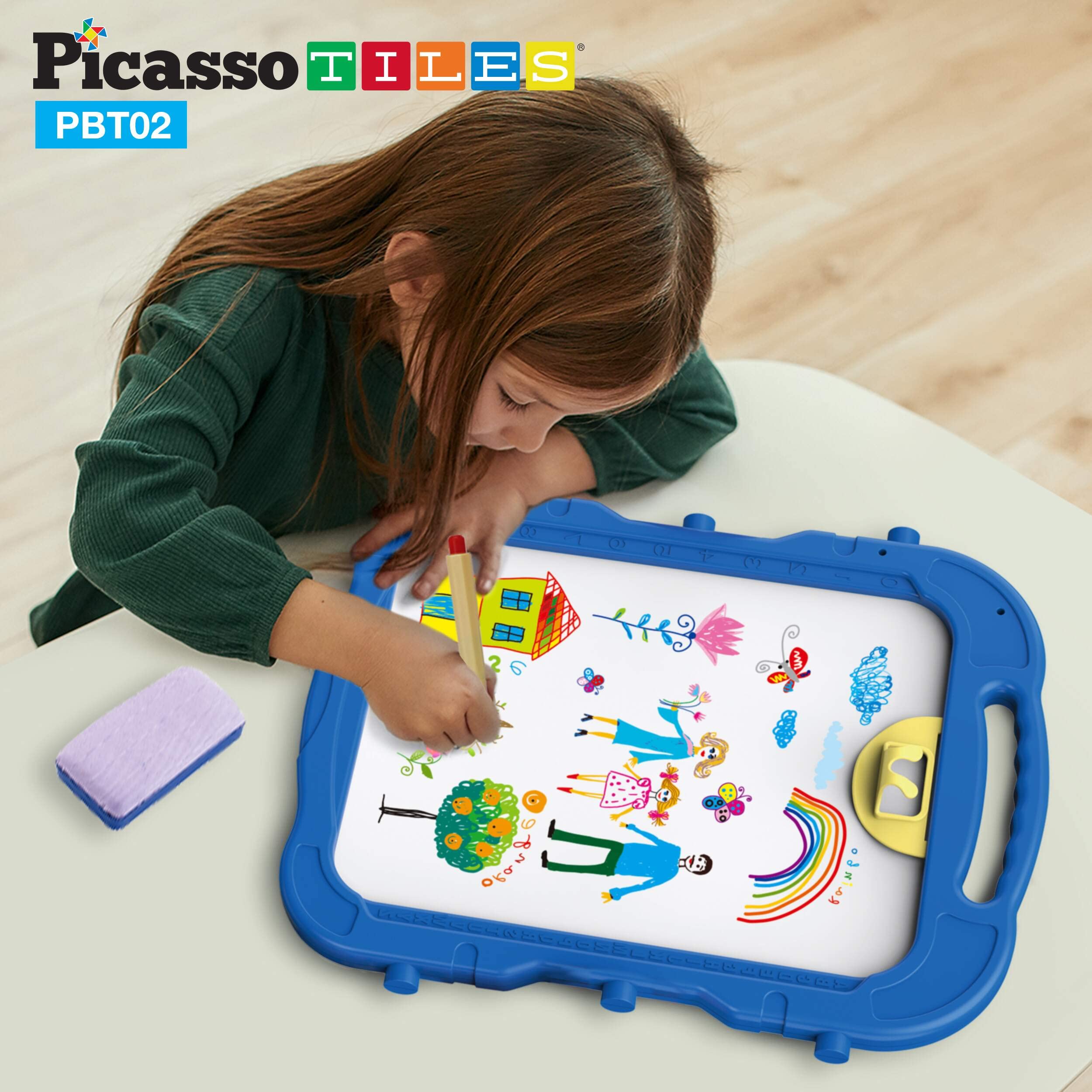 PicassoTiles Princess Dress Up & Art Easel Set - 24pc Fairy Tale Pretend Play Kit with Tiara, Jewelry, Shoes & Fashion Accessories - Dual-Sided Chalkboard & Whiteboard for Creative Play - Perfect for Kids' Dress Up Parties & Art Activities
