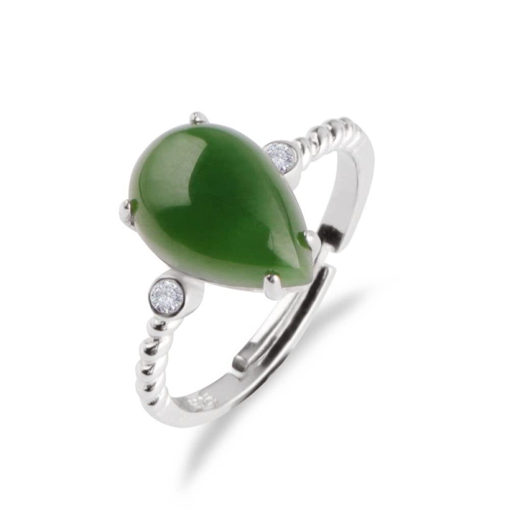 925 Sterling Silver Ring for Women - Retro Jasper Zircon Drop Adjustable Ring | Gift for Her, Everyday Wear