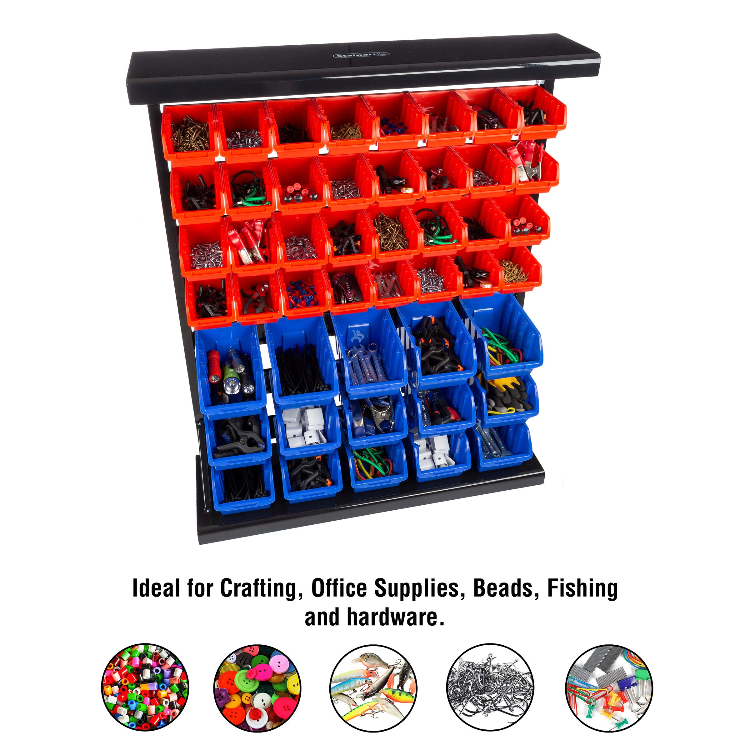 Stalwart 75-ST6079 Wall Mount Orange Tool Organizer with Removable Drawers - Perfect for Hardware, Crafts, Office Supplies & Home Organization - Garage, Workshop & Office Storage Solution