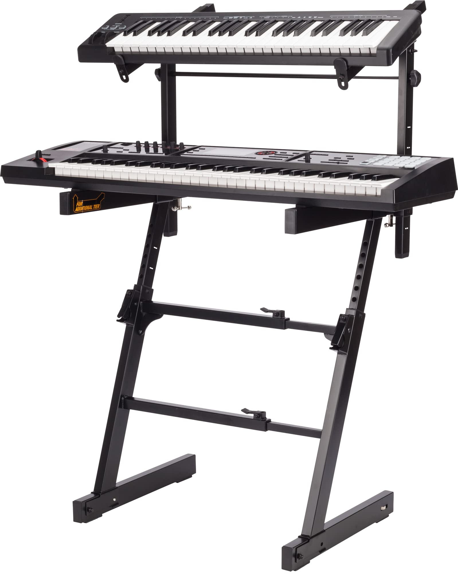 Hercules KS410B Heavy Duty Double Tier Keyboard Stand with Auto-Locking Mechanism - Black | Perfect for Studio, Stage & Home Music Production