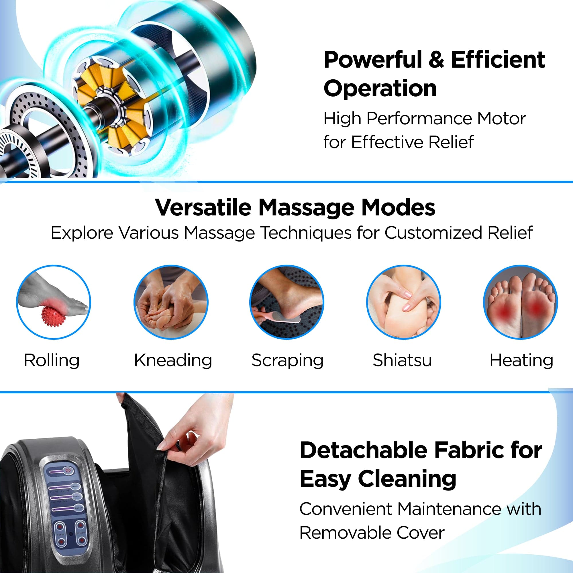 Dr Physio USA Foot and Calf Massager - Electric Shiatsu Massage Machine with Heat for Pain Relief, Muscle Relaxation - Perfect for Home, Office & Post-Workout Recovery
