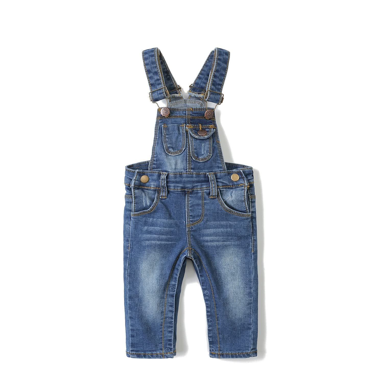 KIDSCOOL SPACE Baby Boy & Girl Denim Overalls - Toddler Slim Fit Cute Jean Dungaree for Playdates & Outdoor Adventures
