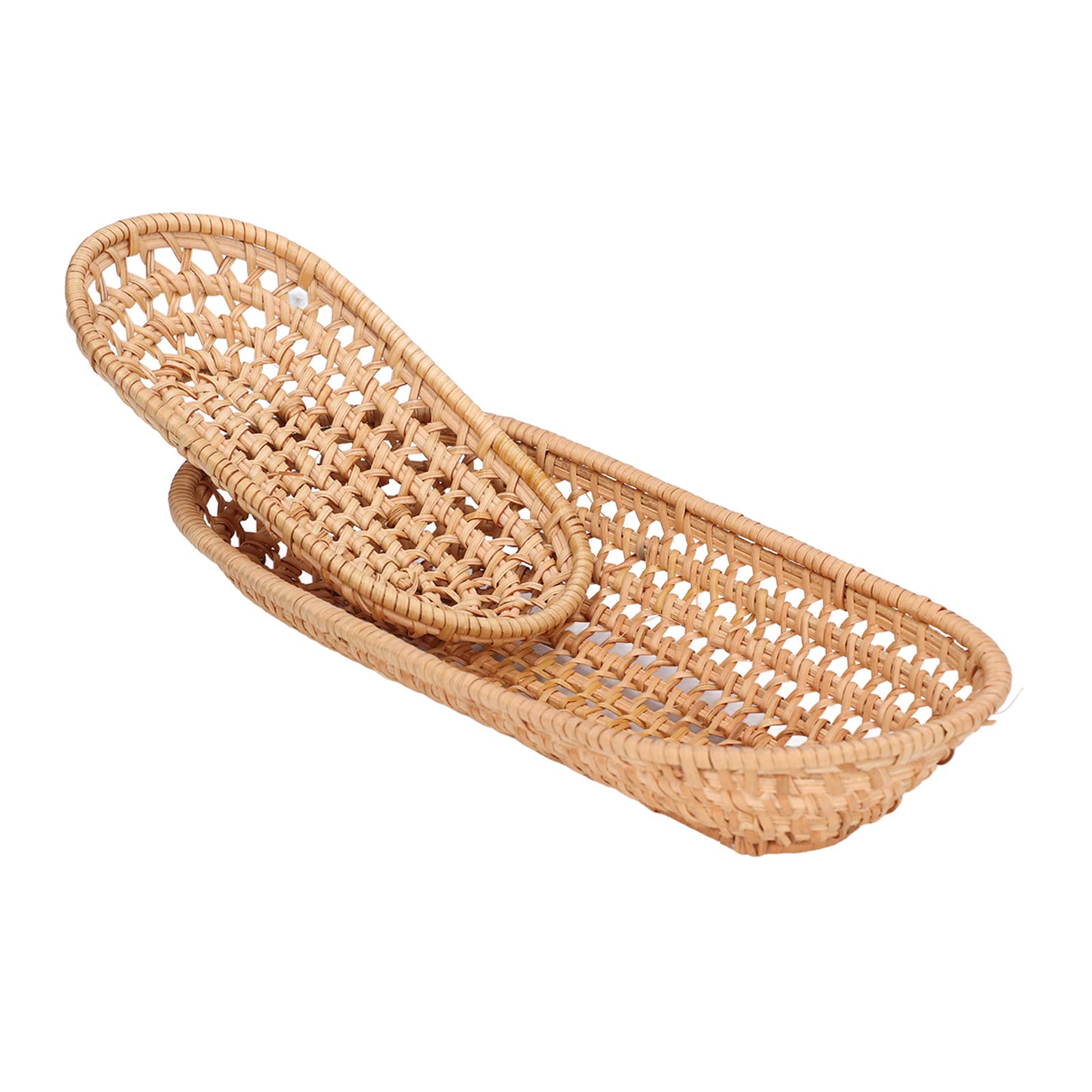 2-Piece Handmade Rattan Bread Baskets - Natural Woven Storage Baskets for Bread, Candy, Biscuits, Finger Food & Fruit - Perfect for Kitchen, Dining Table, Picnics & Party Serving