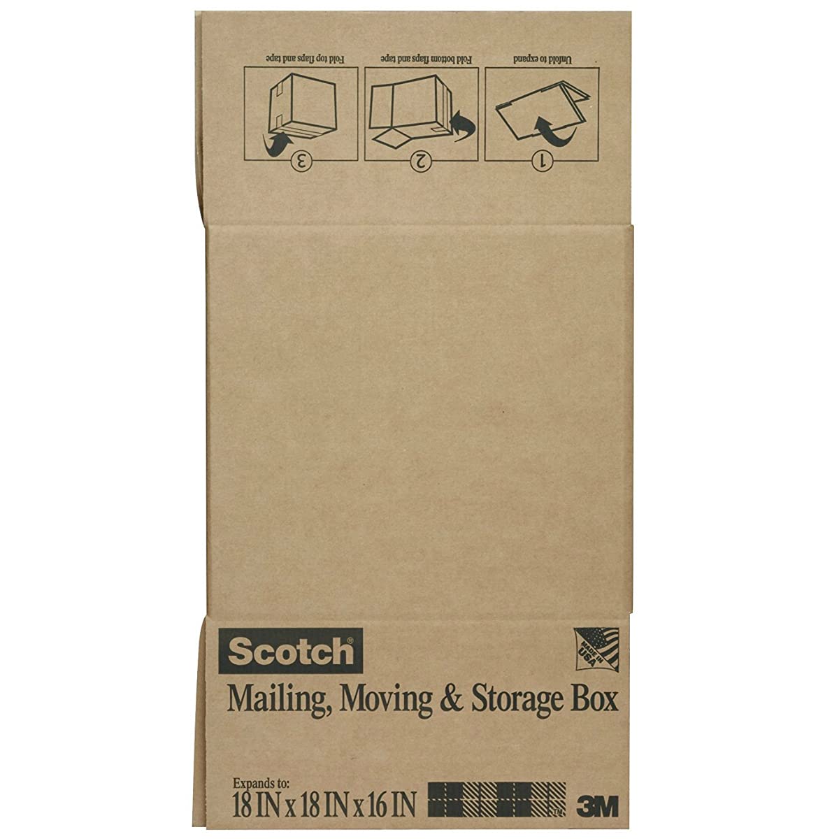 3M Moving & Storage Box 18x18x16 Inches - Heavy Duty Folded Packing Box for Home, Office & Moving Supplies (8018FB-LRG) | Perfect for Moving, Storage & Organization