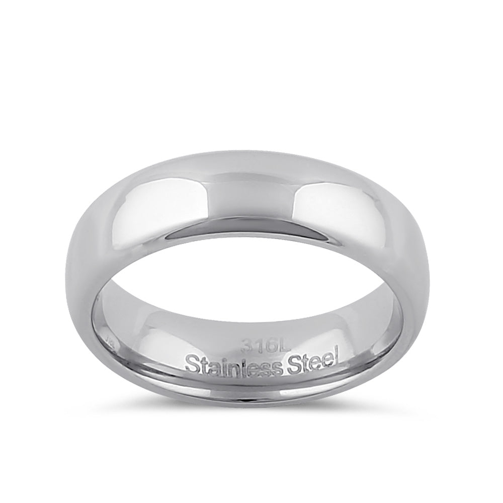 6mm Polished Stainless Steel Men's Wedding Band Ring - Durable & Hypoallergenic for Everyday Wear, Anniversary, and Special Occasions