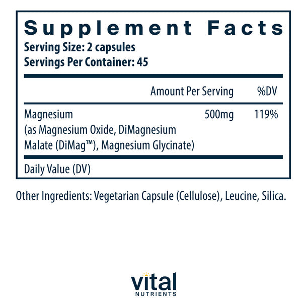 Vital Nutrients Triple Mag 250mg Magnesium Supplement - Supports Muscle Relaxation, Sleep & Heart Health - Ideal for Athletes & Stress Relief