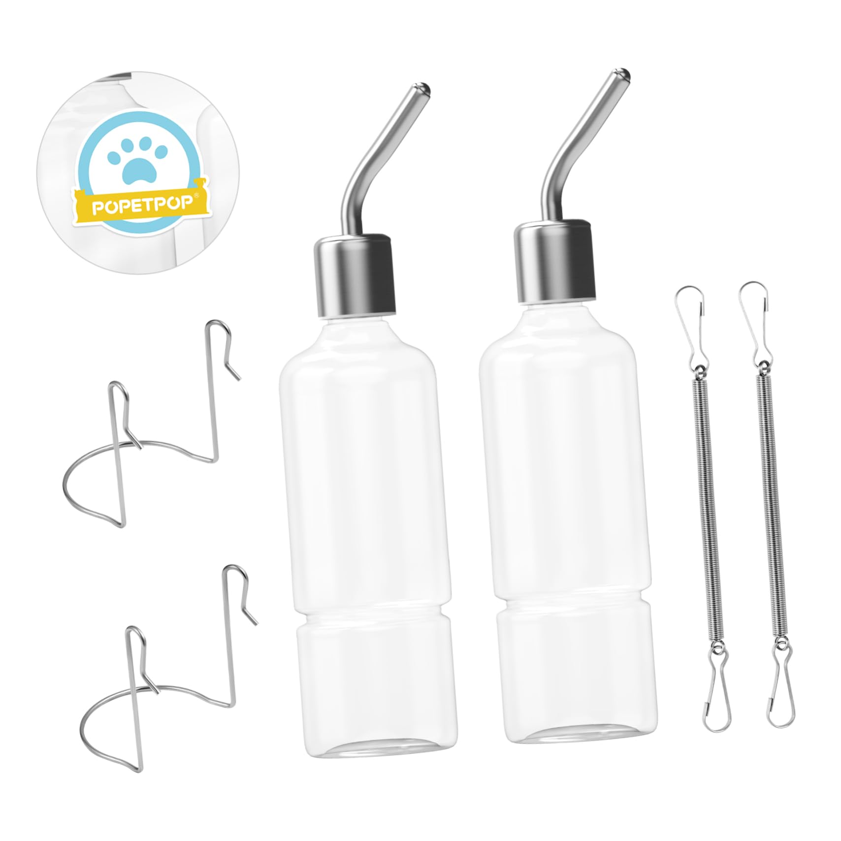 Leakproof Rabbit Water Bottle - 2PCS for Cage, Hamster, Chinchilla - Pet Drinking Fountain for Small Animals
