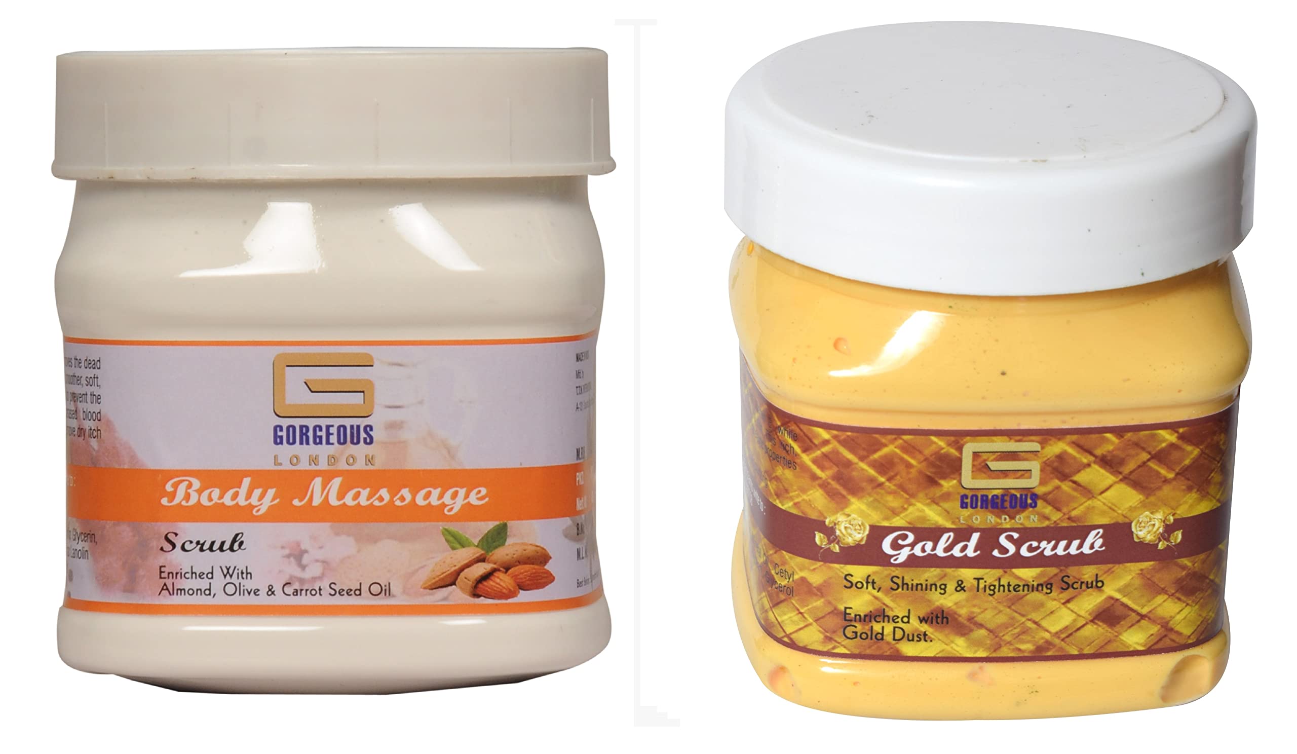 Luxury London Body Massage Scrub & Gold Scrub Set - 2 Pack (450ml Each) for Spa Day, Exfoliation & Glowing Skin at Home