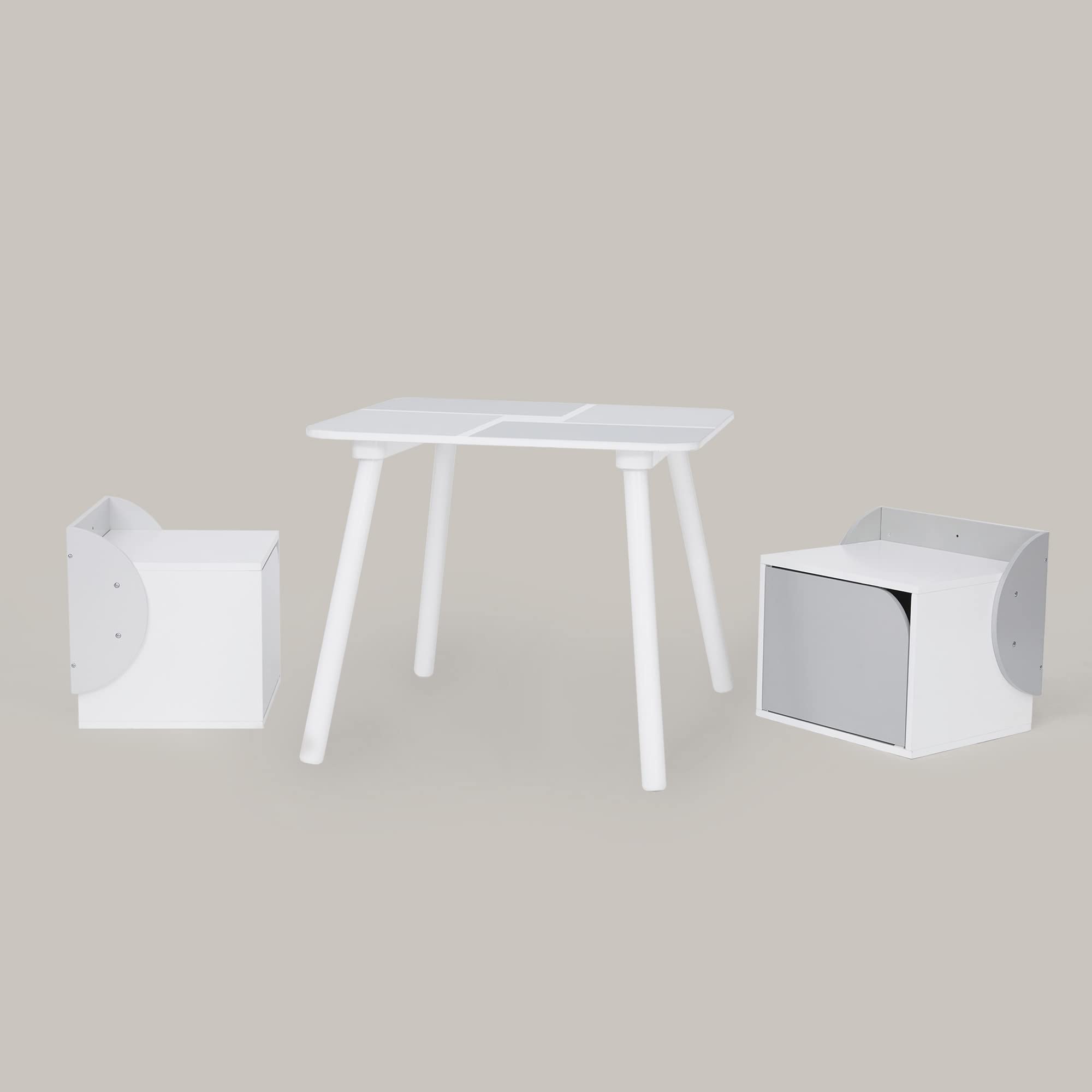 Fantasy Fields Wooden Biscay Dining Table Set with 2 Chairs & Storage - Gray | Perfect for Small Spaces, Kitchen Nooks & Cozy Breakfast Areas