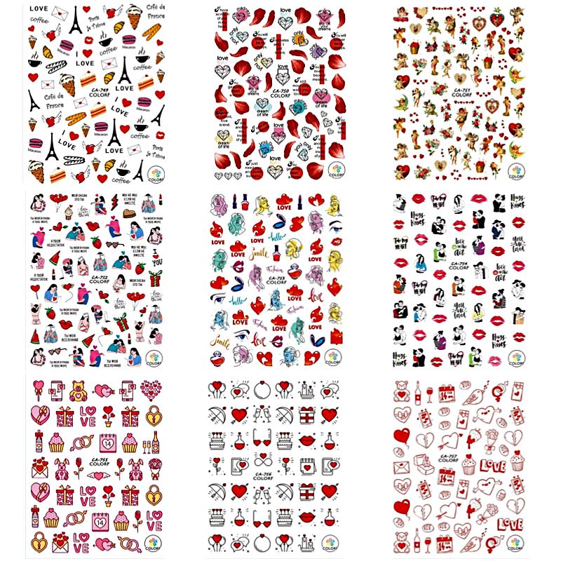 Paris & Love Nail Art Stickers - Premium Waterproof Nail Decals for Women, DIY French Manicure Designs - Perfect for Parties, Weddings, Valentine's Day & Everyday Wear