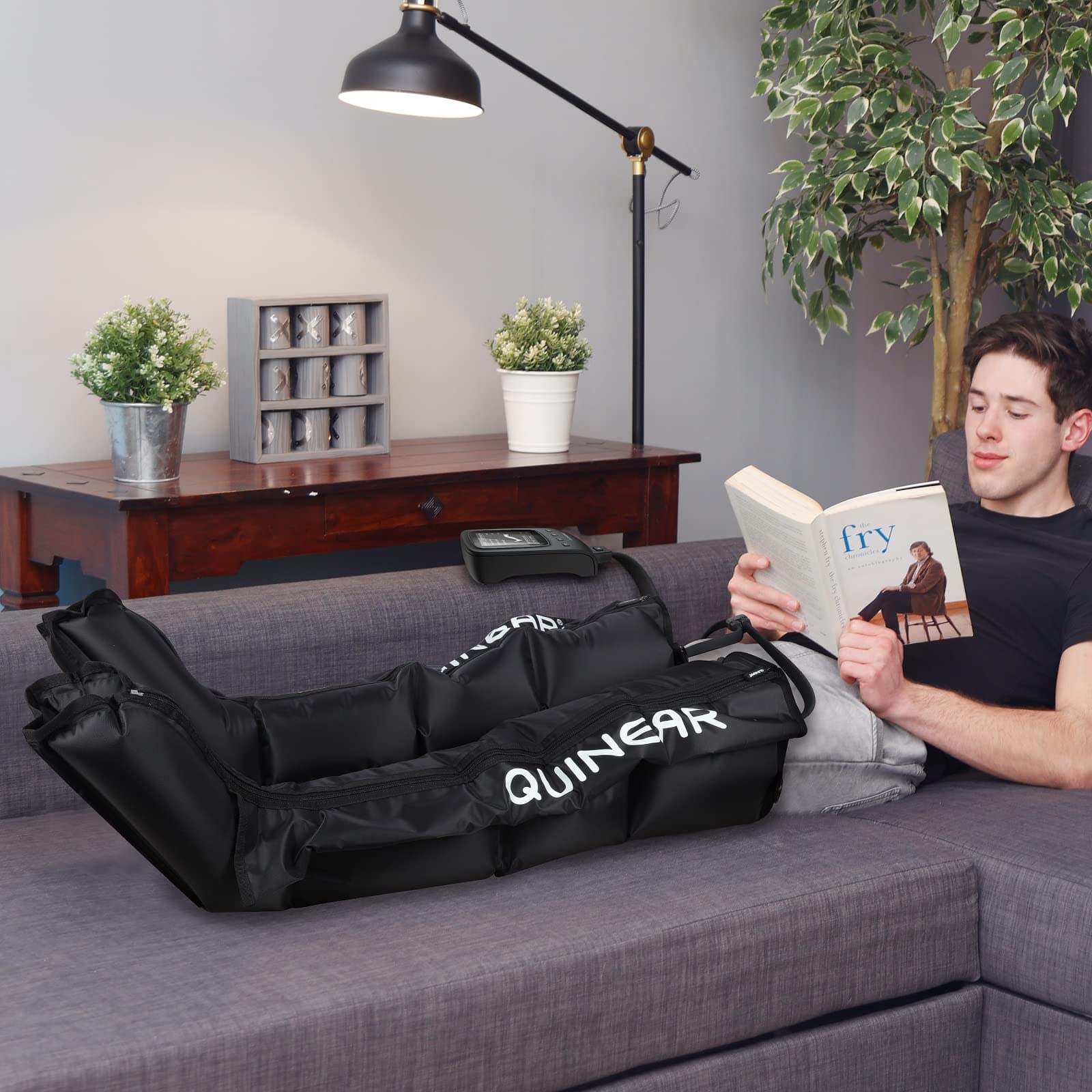 QUINEAR Sequential Air Compression Therapy System - Leg & Foot Recovery Boots for Improved Circulation, Muscle Relaxation & Pain Relief - Ideal for Athletes, Post-Workout Recovery & Circulation Therapy