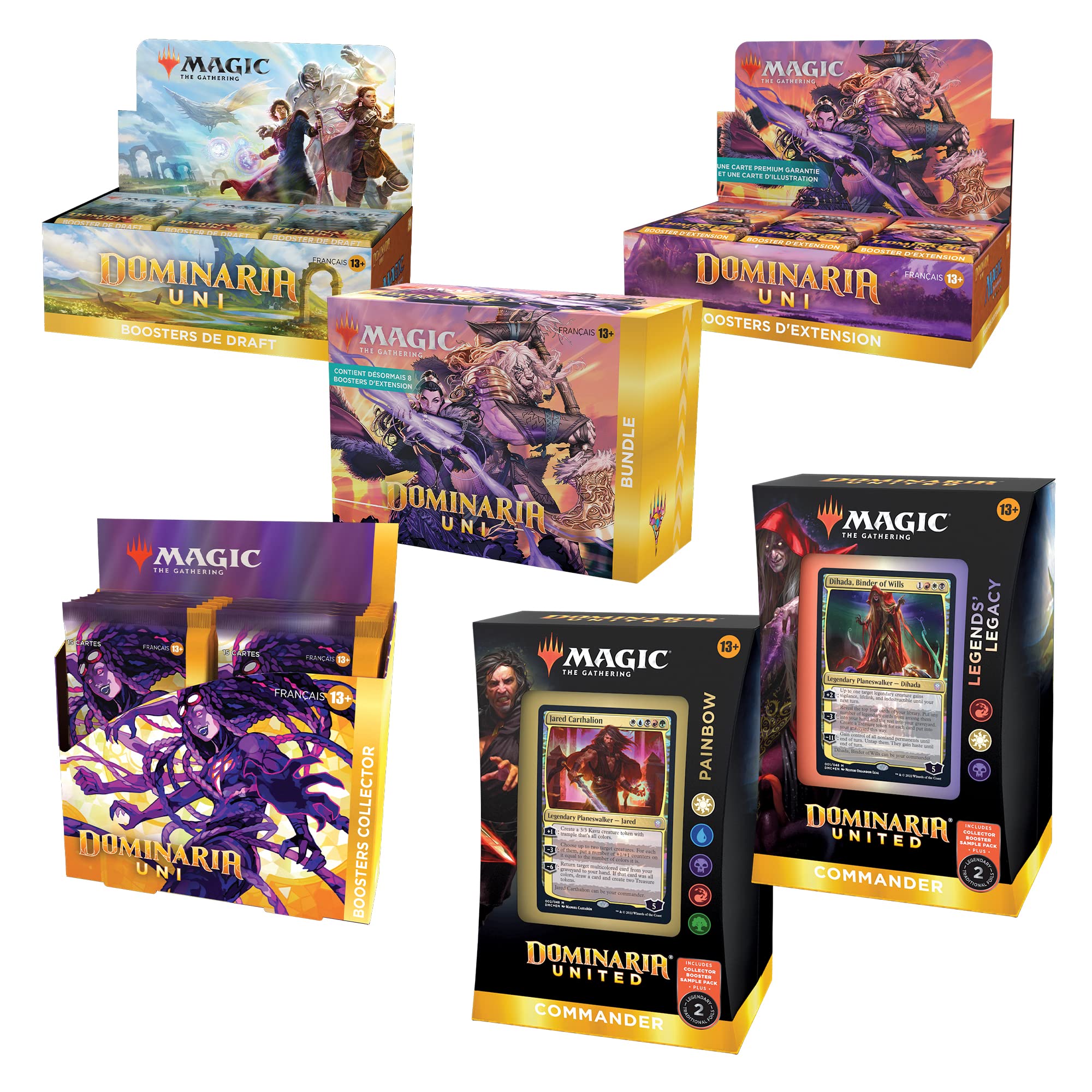 Magic The Gathering Dominaria United Complete Bundle Set - 1 Collector Booster Box, 1 Set Booster Box, 1 Draft Booster Box, 1 Bundle & 2 Commander Decks | MTG Card Game Expansion for Collectors, Players & Tournaments