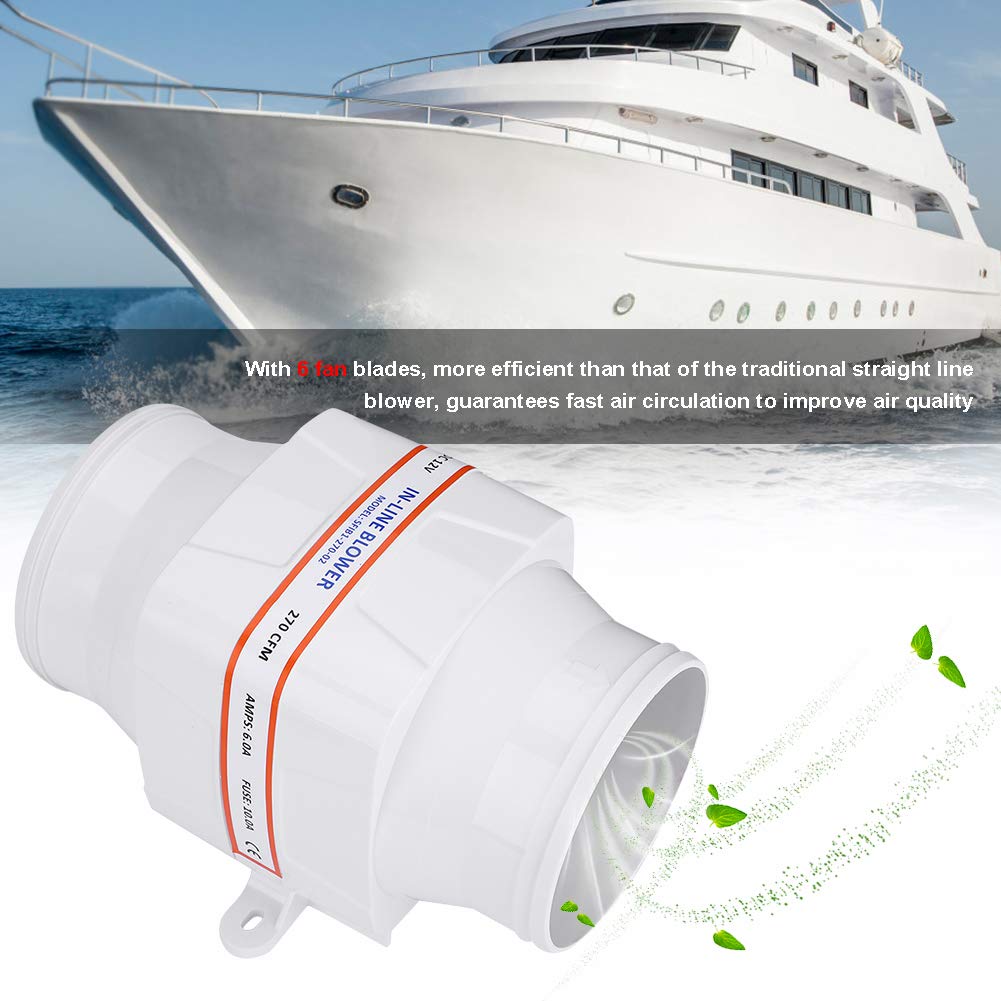 Marine Air Blower Fan - 6 Blade Inline Boat Ventilation System for Sea Ray & Yachts | Easy Install Outboard Motor Muffs & Bilge Air Circulation | Perfect for Engine Cooling & Cabin Ventilation