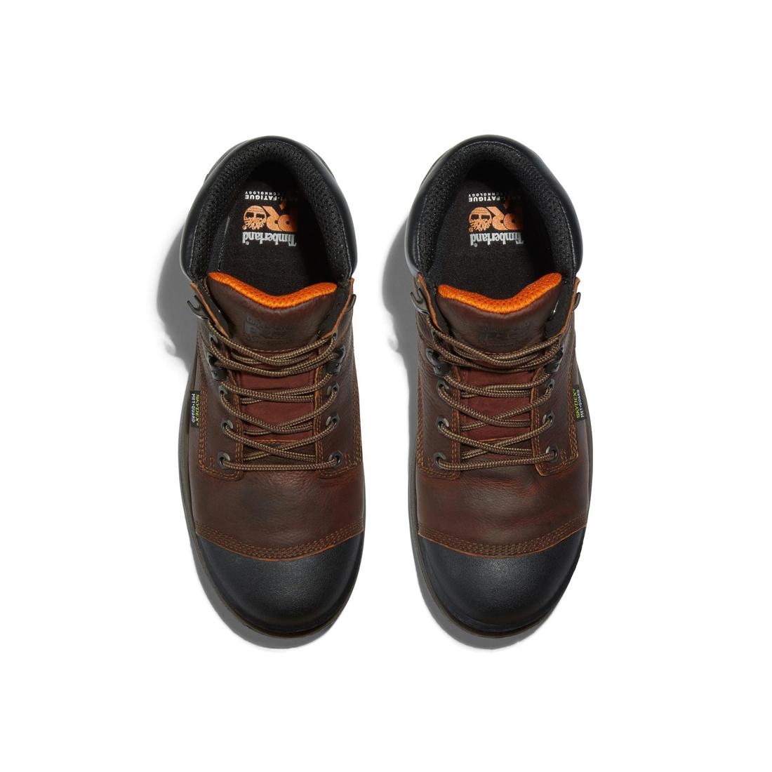 Helix HD 6 Inch Composite Toe Safety Work Boots with Metatarsal Guard - Brown Leather for Construction & Industrial Work