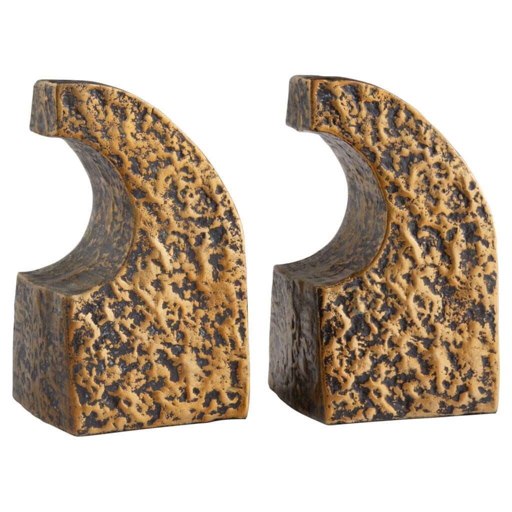 Cyan Design 11654 Apostrophe Bookends - Antique Brass Bookends for Shelves, Desks & Home Decor - Stylish Book Holders for Office, Library & Living Room