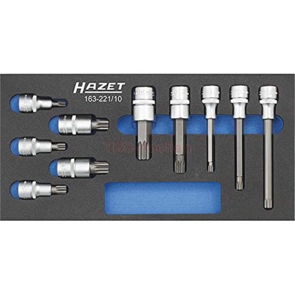 HAZET 163-221/10 XZN Serrated Screwdriver Socket Set - CVD-Tin Coated for Automotive & Machinery Repair | Professional Tool Kit for Mechanics & DIY Enthusiasts